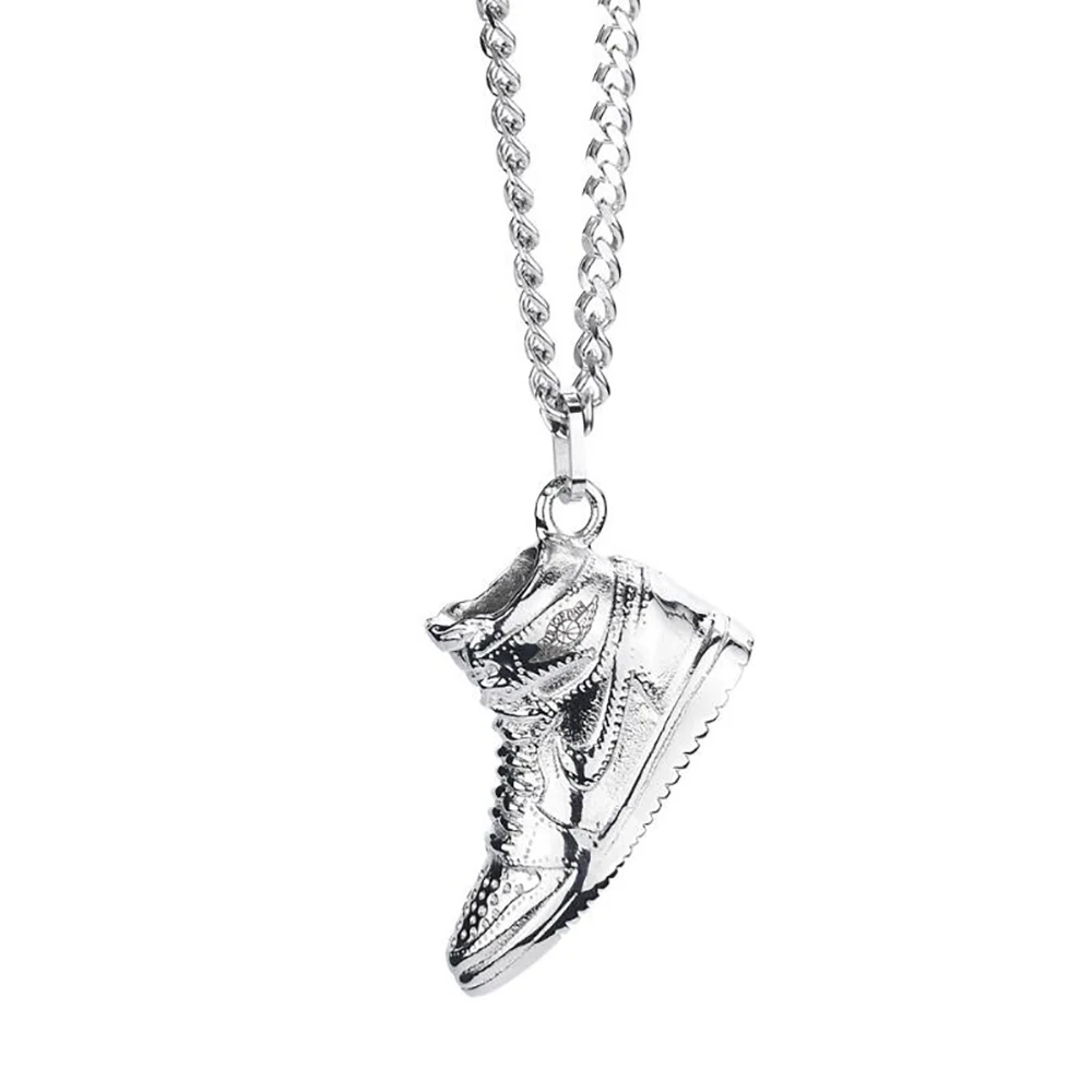 

Stainless Steel Vintage Black Basketball Player Shoes Pendant Necklace High-tops Shoes Jewelry Best Gift For Basketball Game