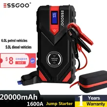 ESSGOO Car Jump Starter Power Bank 20000mAh 12V Starting device Diesel Car Battery Starter 1600A Emergency Starter-Up For Car