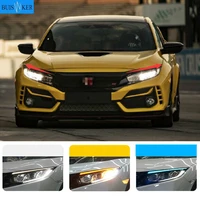 blink led headlight eyebrow water flowing daytime running light drl with yellow turn signal light for honda civic 2020 2021
