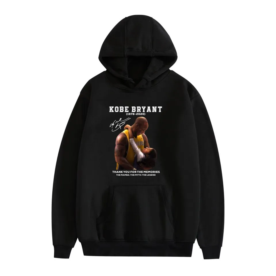 Толстовка Брайант Кобе баскетбольная памятная с длинным рукавом Мужская Черная