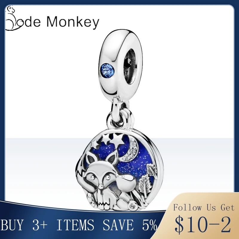 CodeMonkey Аутентичные 925 пробы серебряные милые бусы с лисой подходят для
