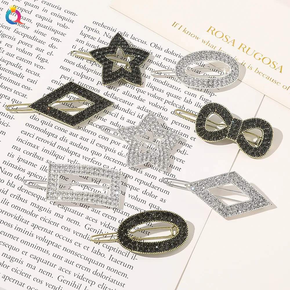 

2021 Popular Geometric Rhinestone Hairpins Women Girls Elegant Hair Clips Pins Barrettes Accessories Hairclip Headdress Headwear