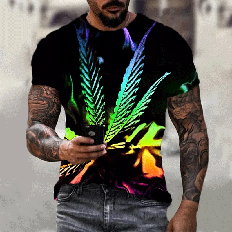 

2021 Brand New Weed 3d Printing Men's T-shirt Women's Fun Blouse Fashion Short-sleeved Hip-hop Pullover Couple Hipster Clothing