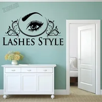 Lashes Style Words Wall Decals New Design Lashes Wall Stickers For Beauty Salon Vinyl Self-adhesive Window Wall Paper Y309