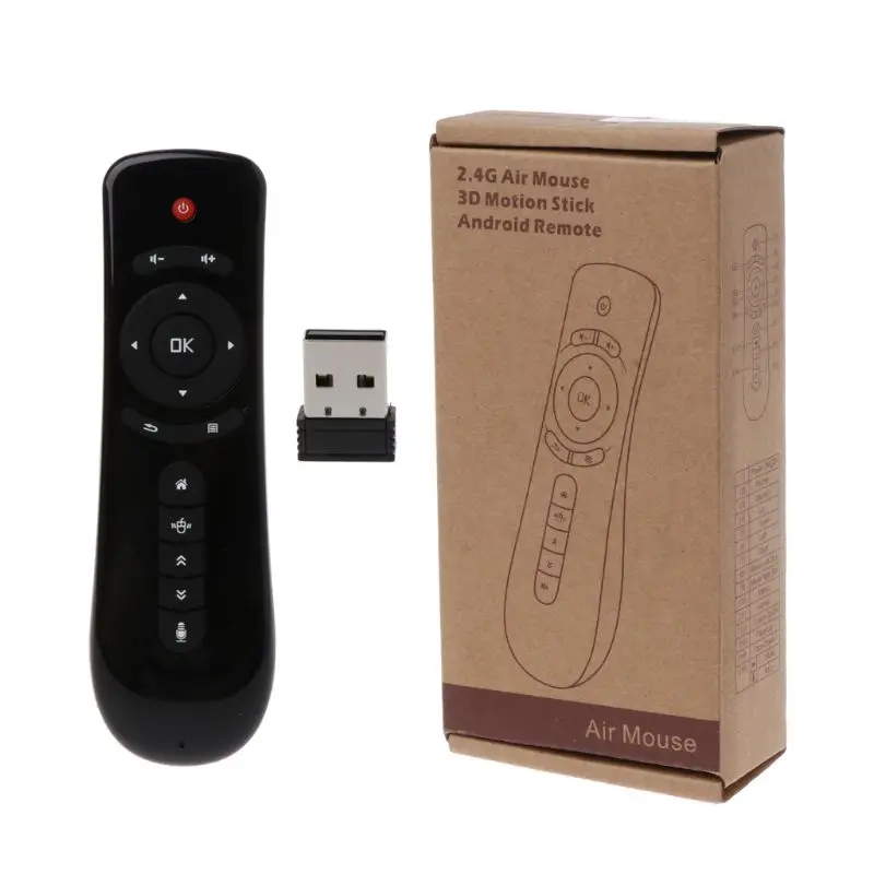 2.4GHz Fly Air Mouse T2 Remote Control Wireless With Mic Voice Search 3D Gyro Motion Stick for Android Smart TV Box PC