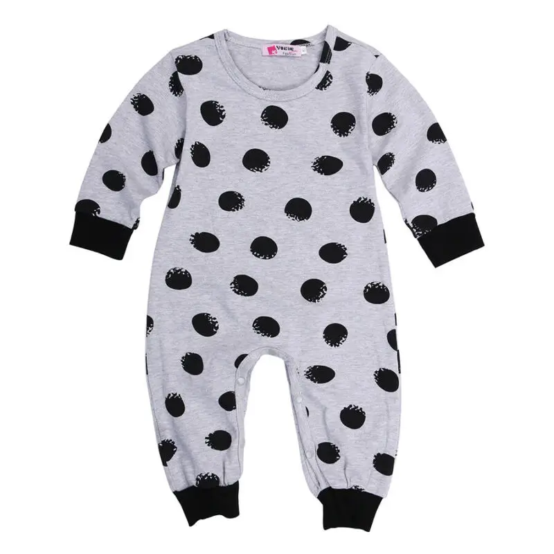 

Newborn Baby Boys Girls Clothes Long Sleeve Polka dot Romper Jumpsuit Outfits Clothes 0-24M