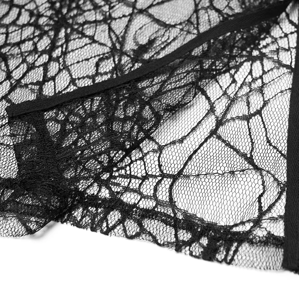 

Punk Rave Women Goth cobweb Rash Guards Top T-shirt WY1335