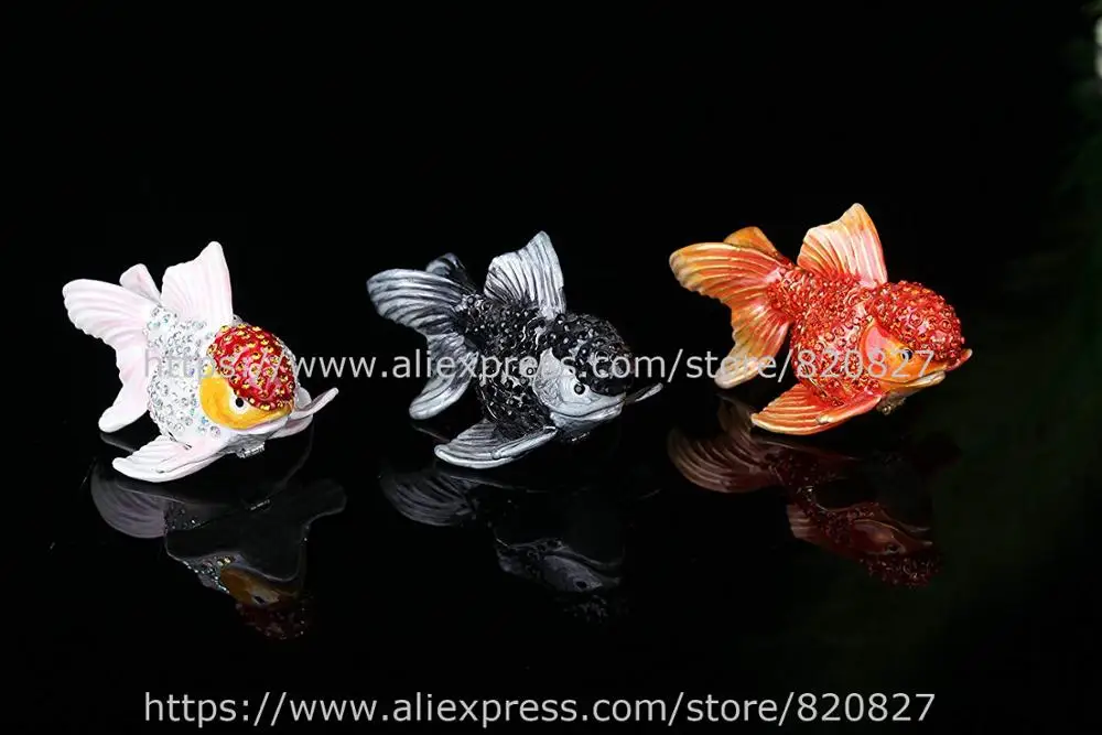 Display Fish Jewelry Box Fish Handmade Jeweled Metal Trinket Box Luxury Jewelry Box Organizer