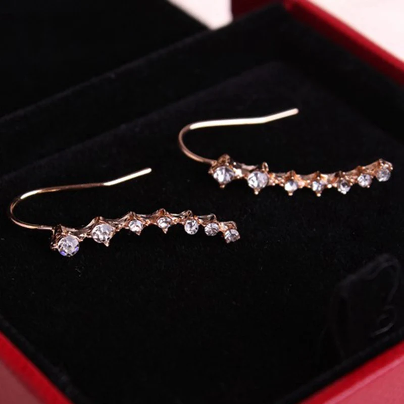 Серьги гвоздики со звёздочками 7 кристаллические серьги восхождение ювелирные