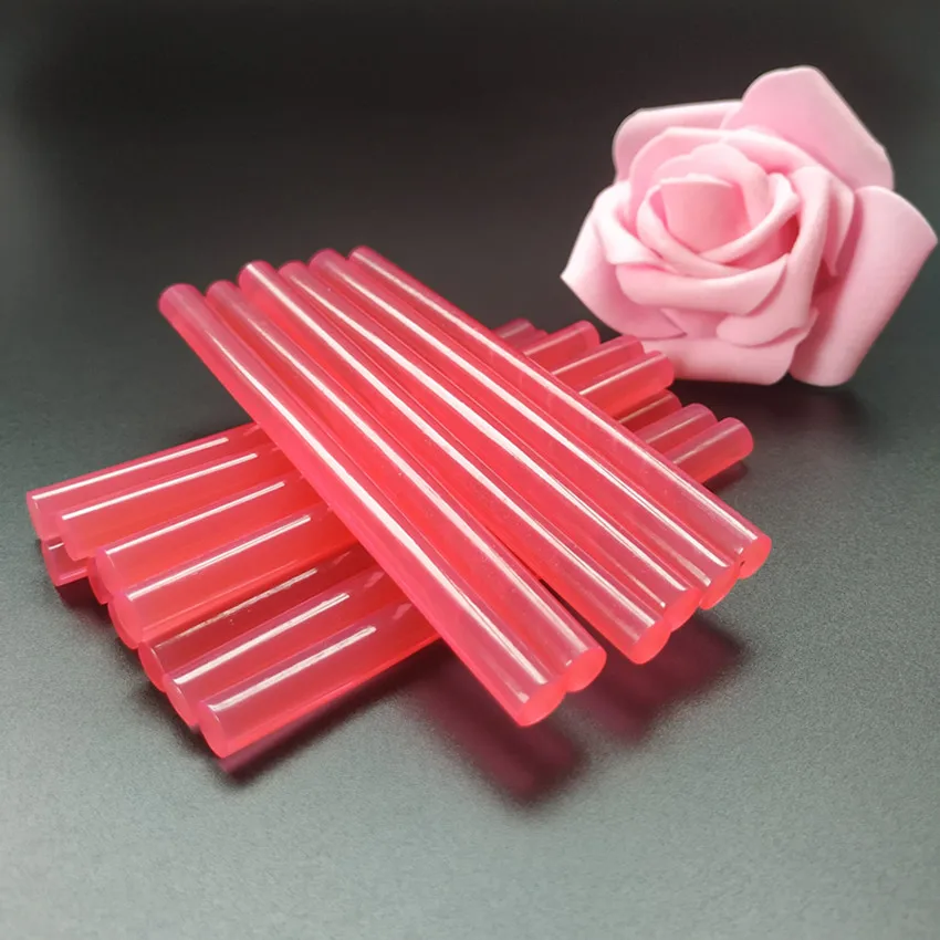 20Pcs Jelly Red Hot Melt Glue Stick Transparent Adhesive DIY Wax Seal Pinkycolor 7x100mm