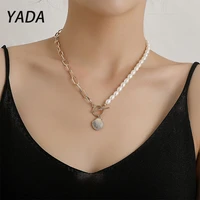 yada luxury pearl stone presentsnecklace for women boho jewelry necklaces statement summer gold color shell necklace se210021