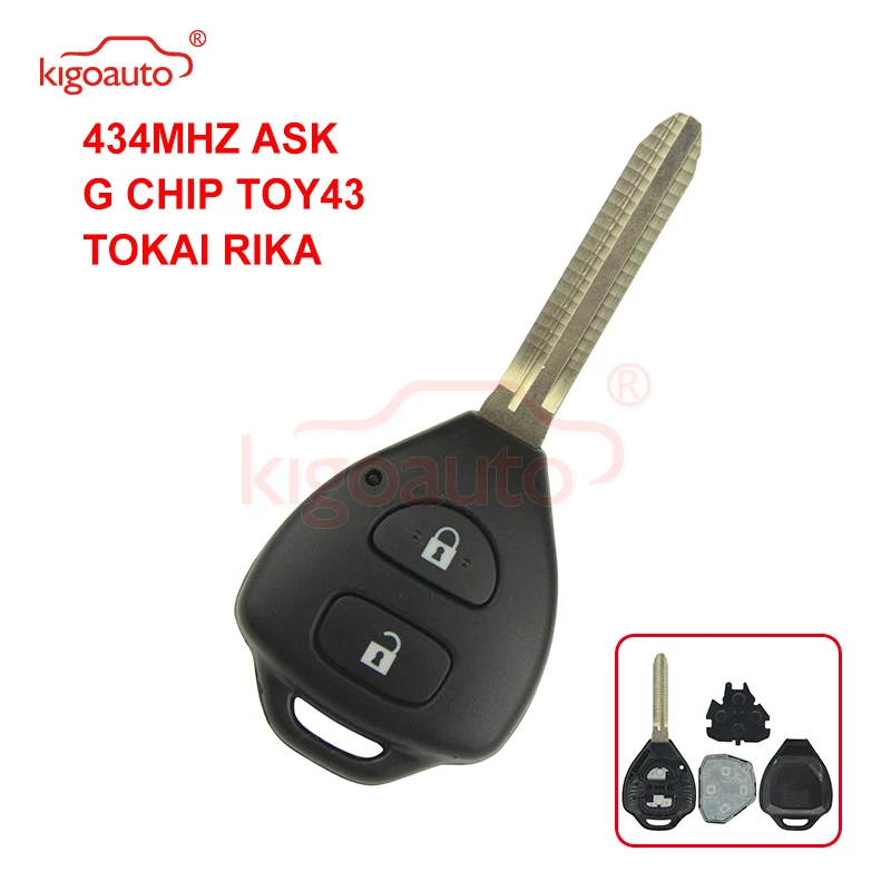 Kigoauto TOKAI RIKA Remote key 2 button TOY43 434Mhz for Toyota HILUX+434mhz+G chip | Автомобили и мотоциклы