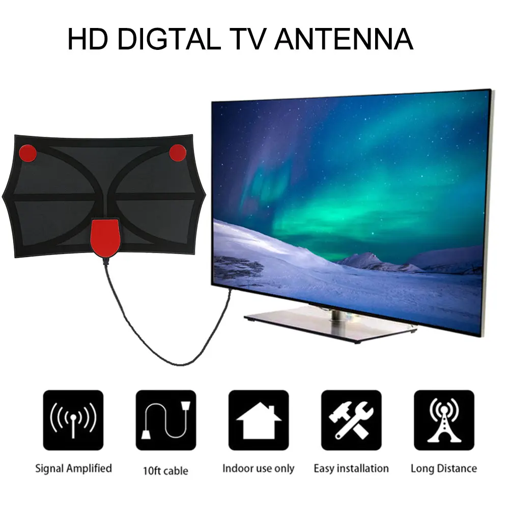 Комнатная 120 миль ТВ антенна Freeview цифровая HDTV с усилителем усилитель сигнала как
