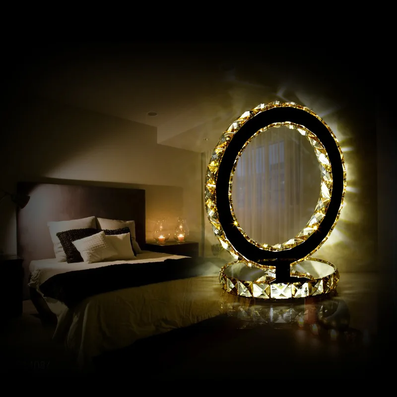 

Stainless Steel Crystal Table Lamp Romantic Warm Living Room Creative Study Bedroom Bedside Lamp Decoration Home