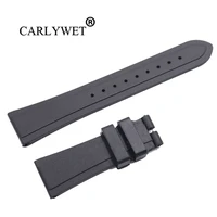 carlywet 22mm black soft and comfortable waterproof silicone rubber replacement wrist watch band strap without clasp for tudor
