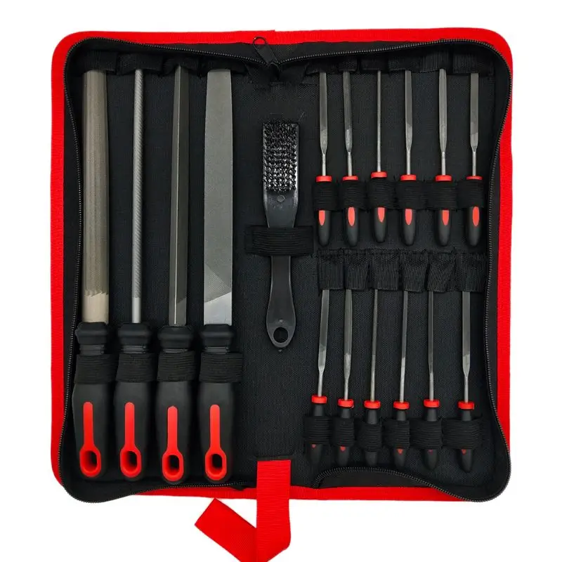 

17Pcs File Tool Set with Carry Case,Premium Grade T12 Drop Forged Alloy Steel, Precision Flat/Triangle/Half-round/Round
