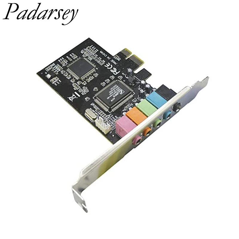Звуковая карта Padarsey PCIe 5 1 внутренняя для ПК Windows 7 3D стерео PCI-e аудио CMI8738 чип 32/64 бит