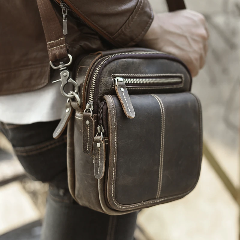 Качественная кожаная мужская многофункциональная модная сумка мессенджер, повседневная дизайнерская сумка через плечо, сумка тоут на одно плечо, школьная сумка
