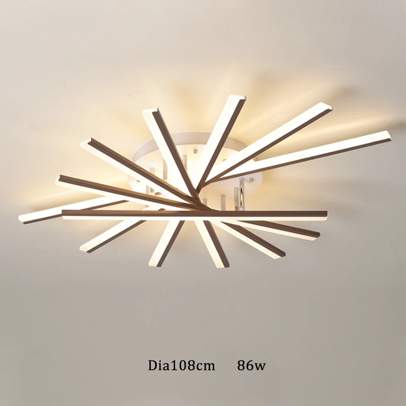 Brown-Dia108cm Современный акриловый светодиодный потолочный светильник для гостиной, спальни, кухни, дизайнерское декоративное домашнее освещение, люстра, AC90-260V - Цвет абажура: Brown-Dia108cm
