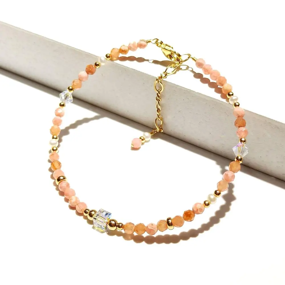Lii Ji 3 мм Rhodochrosite пресноводный жемчуг Австрийские хрустальные бусины Сверкающий