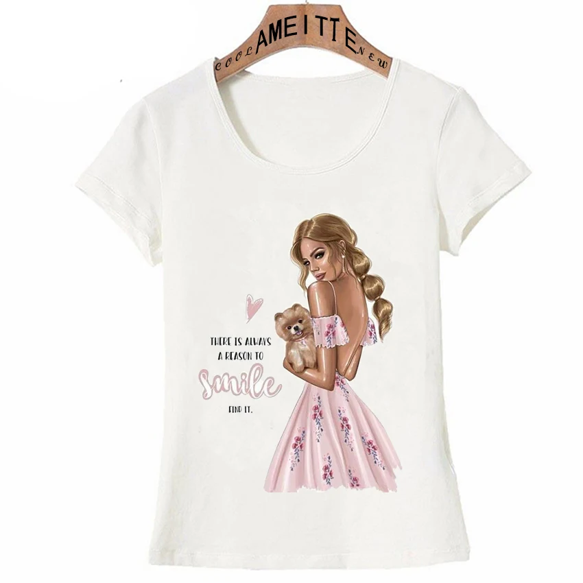 Винтажная футболка с изображением Парижа и милой девушки Померанской собаки