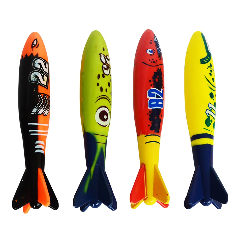 

4Pcs Portable Torpedo Rocket Throwing Toy Diving Game Torpedoes Bandits Children Underwater Summer Beach Sticks Toy