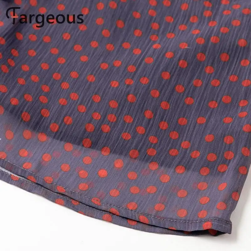 Fargeous, зимнее женское платье, сексуальное, глубокий v-образный вырез, длинный рукав, короткое платье, для девушек, модное, фиолетовое, в горошек, шифоновое, мини-платье