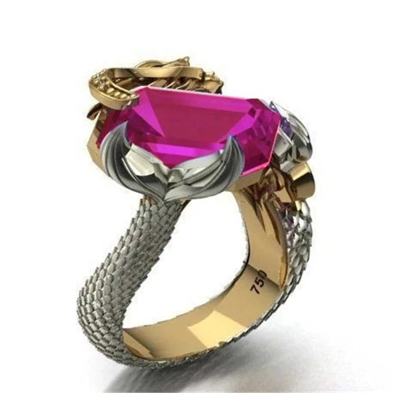 

Milangirl Hot Sale Two-tone Purple Zircon Mythology Figure Rings for Women Punk Style Mermaid Ring Size 5-11