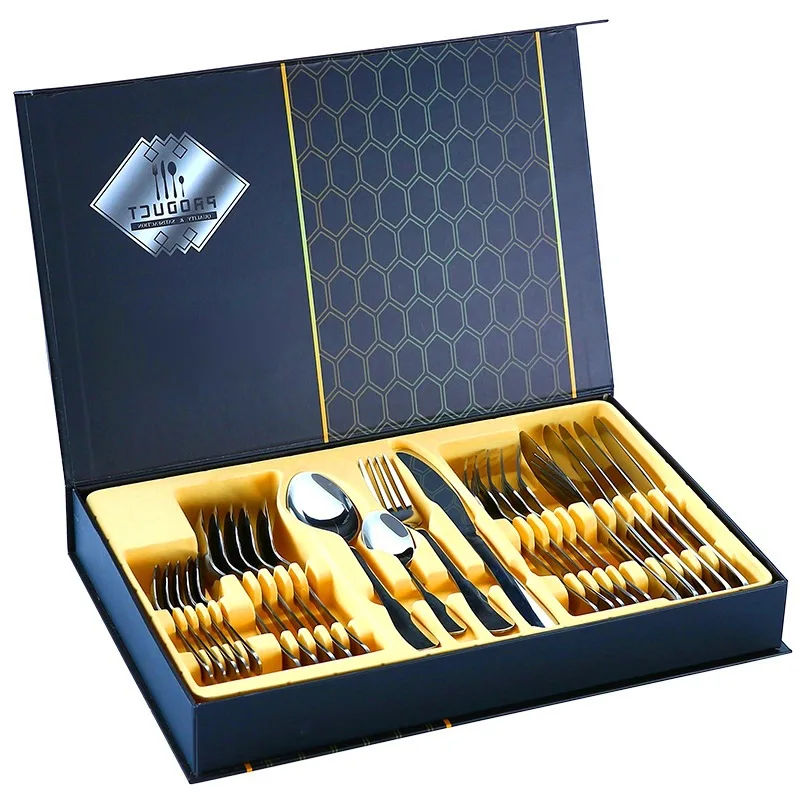 1010 серии посуда вилка ложка Титан покрытием с золотым ножом столовая набор