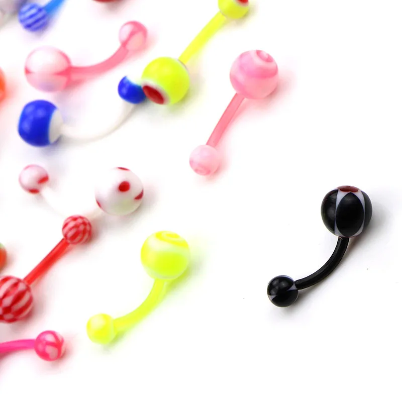 Силиконовые серьги-гвоздики для пирсинга пупка разноцветные 20 шт. | Украшения и
