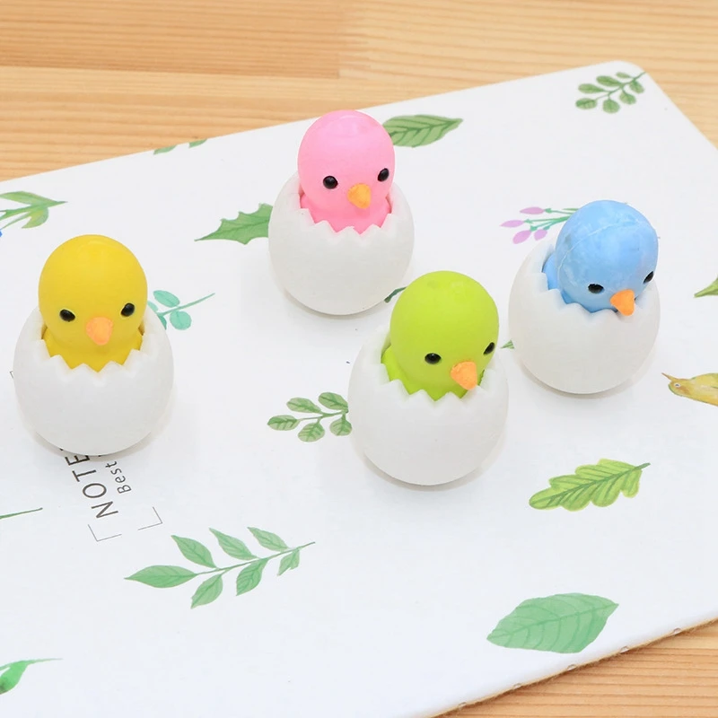 1 шт. Kawaii Мультфильм яичная скорлупа курица карандаш ластик мини животные для