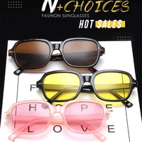 fashion unisex square sunglasses men women fashion small frame yellow sunglasses female retro rivet glasses uv400