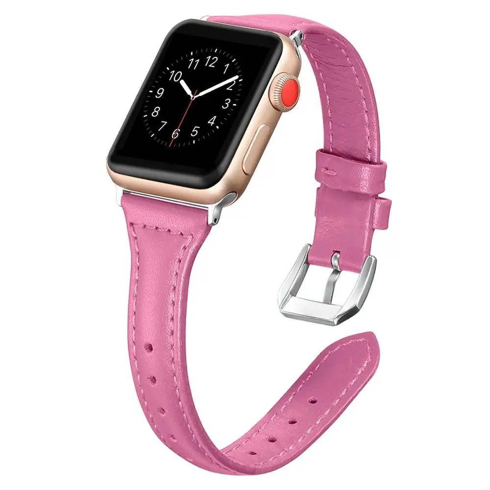 Fuchsia С цветочным узором ремешок для apple watch, ремешок 42 мм, 38 мм, ремешок для наручных часов iwatch, Версия 44 мм 40 мм Series 5/4/3/2/1 кожаный ремешок correa спортивный браслет - Цвет ремешка: Fuchsia