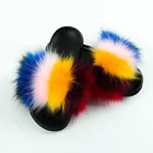 Сланцы женские из искусственного меха, плюшевые шлепанцы, пляжные сандалии, пушистая обувь, плоская подошва, для дома, лето 2020