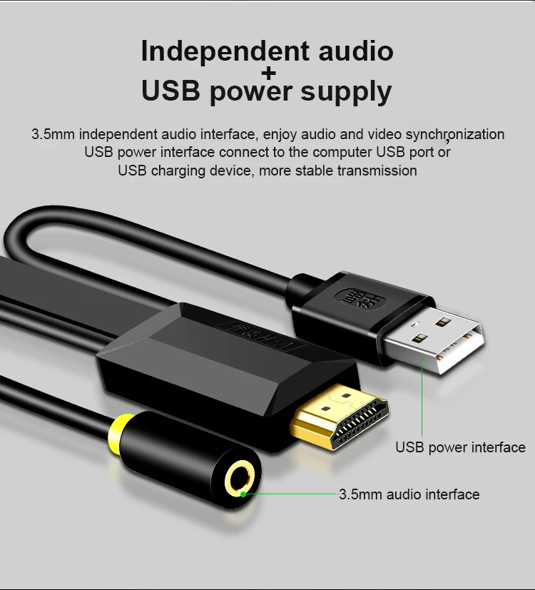 Aux hdmi Usb Vga конвертер с автономным аудио интерфейсом 1080p VGA HDMI конвертер кабель для ноутбука проектор Usb Aux Ps4