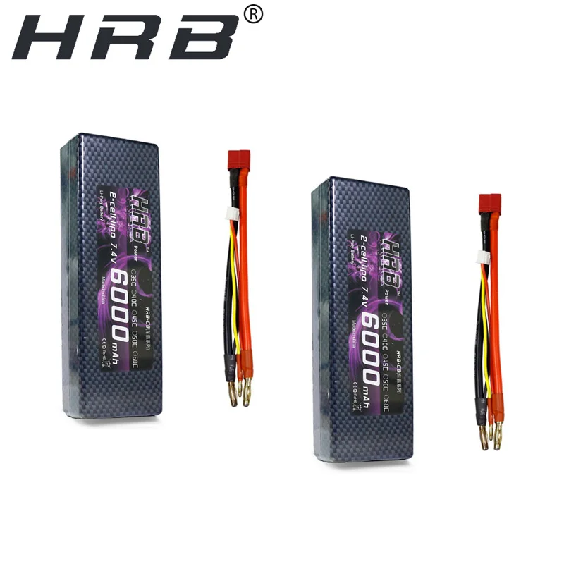 2 шт. HRB Lipo 2S Аккумулятор 7 4 V 6000mah 60C 120C жесткий чехол T до 0 мм разъем типа банан AKKU