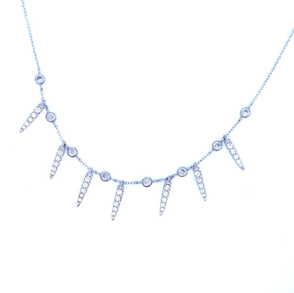 Тонкая цепочка Collier 925 пробы изысканный чокер ожерелье изящный 33 + 7 см Sparking Aaa Cz
