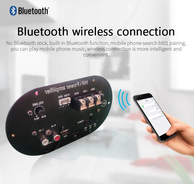 

AC 110V 220V 12v 24v Digital Bluetooth5.0 Stereo Amplifier Board Digital Mono Bluetooth Function HiFi Power Amplifier 50-70W