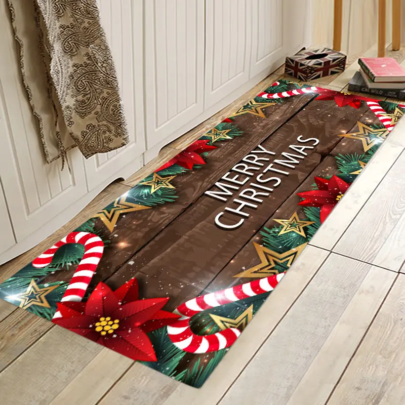 Christmas mat b Рождественский коврик, Рождественский праздничный коврик, рождественские вечерние коврики, домашний фланелевый нескользящий абсорбирующий мягкий коврик - Цвет: Christmas mat b