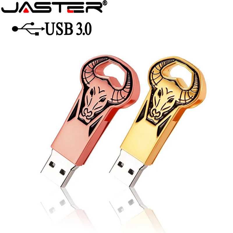 

JASTER Memory-Stick USB 3.0 Pen Driver Flash-Drive Rotating design Usb JASTER Metal Bull Head-Gift 16GB 8GB 64GB