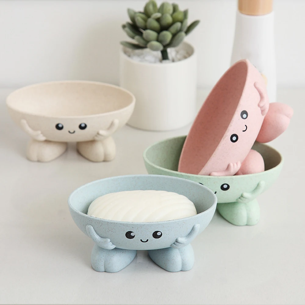 

Cute soap dish Bathroom Cartoon Soap Box Draining Practical Easy Clean Kitchen Cleaning Soaps Drain Dish Box Children's toy