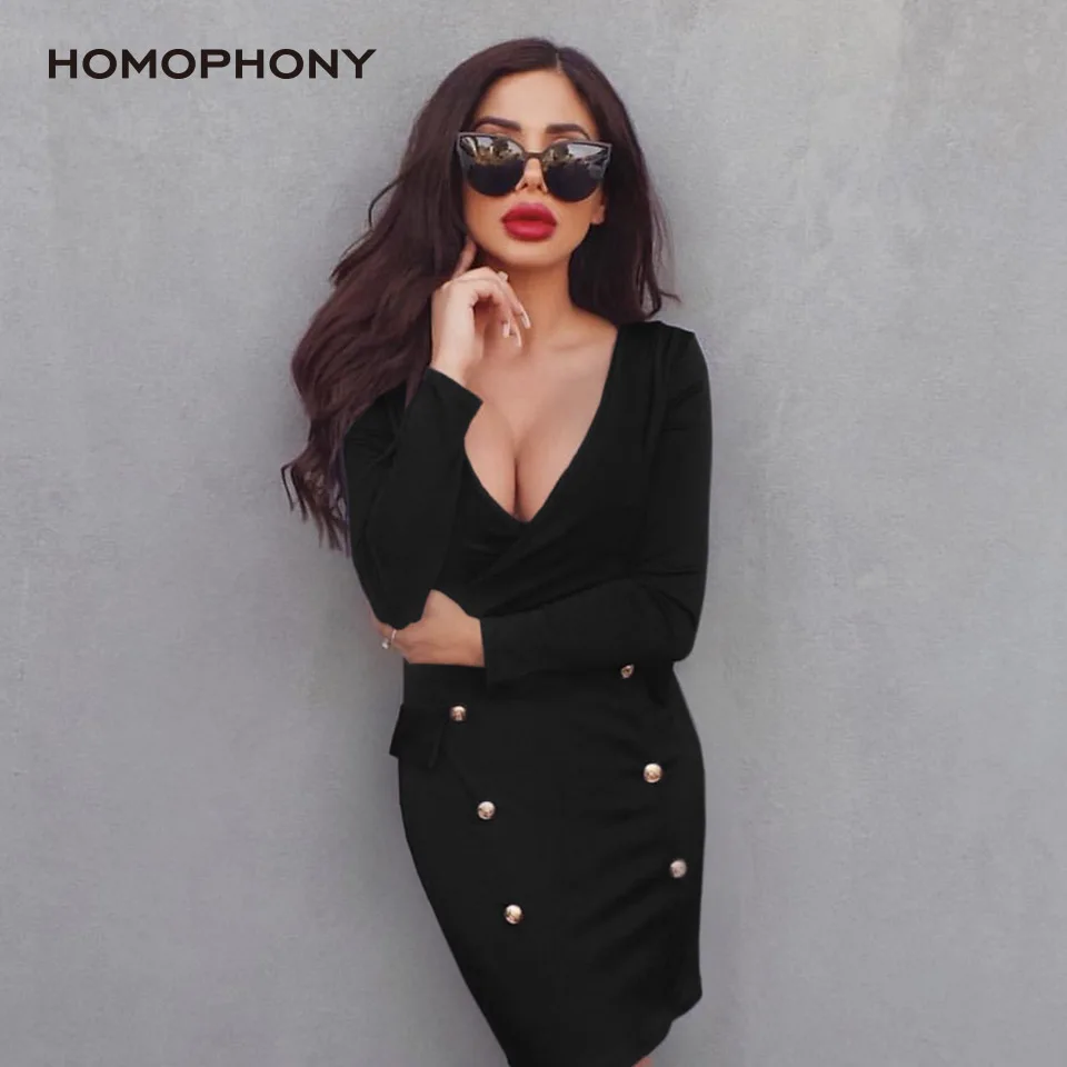 Homophony женское платье Элегантное сексуальное с глубоким v образным вырезом модное
