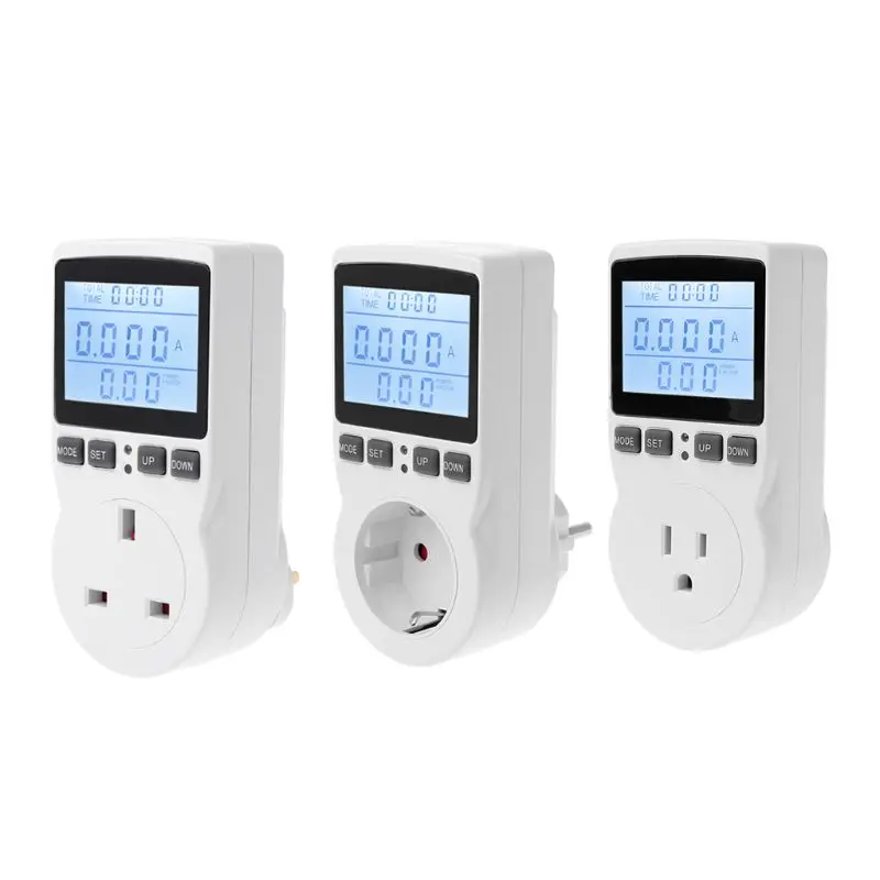 1pc Backlight Power Meter Socket EU/US/UK Plug Energy Current Voltage Watt Electricity Cost Measuring Monitor Outlet | Инструменты