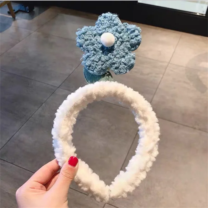 

Little red flower headband cute plush wash face headband lamb hair small flower headband