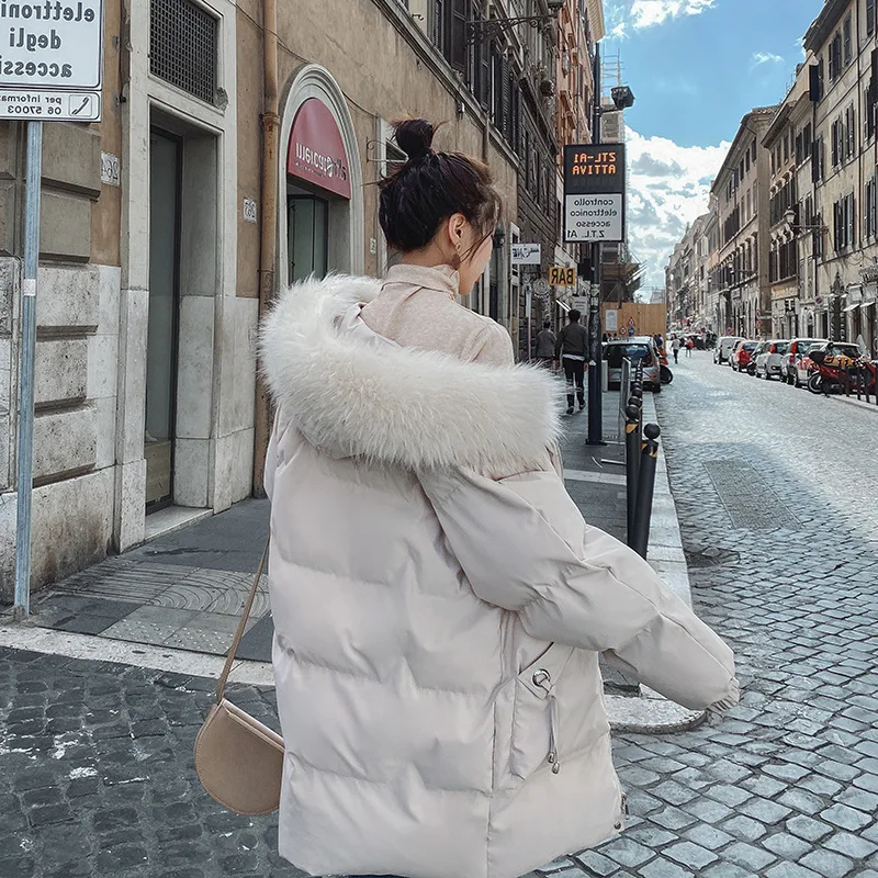 

2020 new cotton padded clothes women's middle and long style Korean version loose and fashionable over the knee thickened
