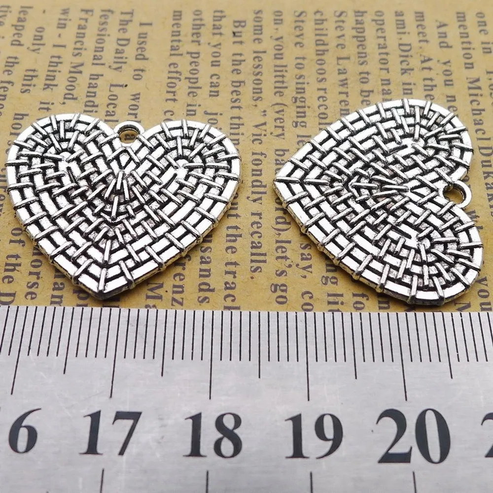 

50pcs Heart Charms 29mm x 25mm DIY Jewelry Making Pendant antique silver color