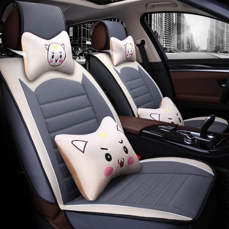 Full Coverage flax fiber car seat cover auto seats covers for Jaguar2008 xe f type xf jaguar2008 xj series e pace fpace ipace | Автомобили