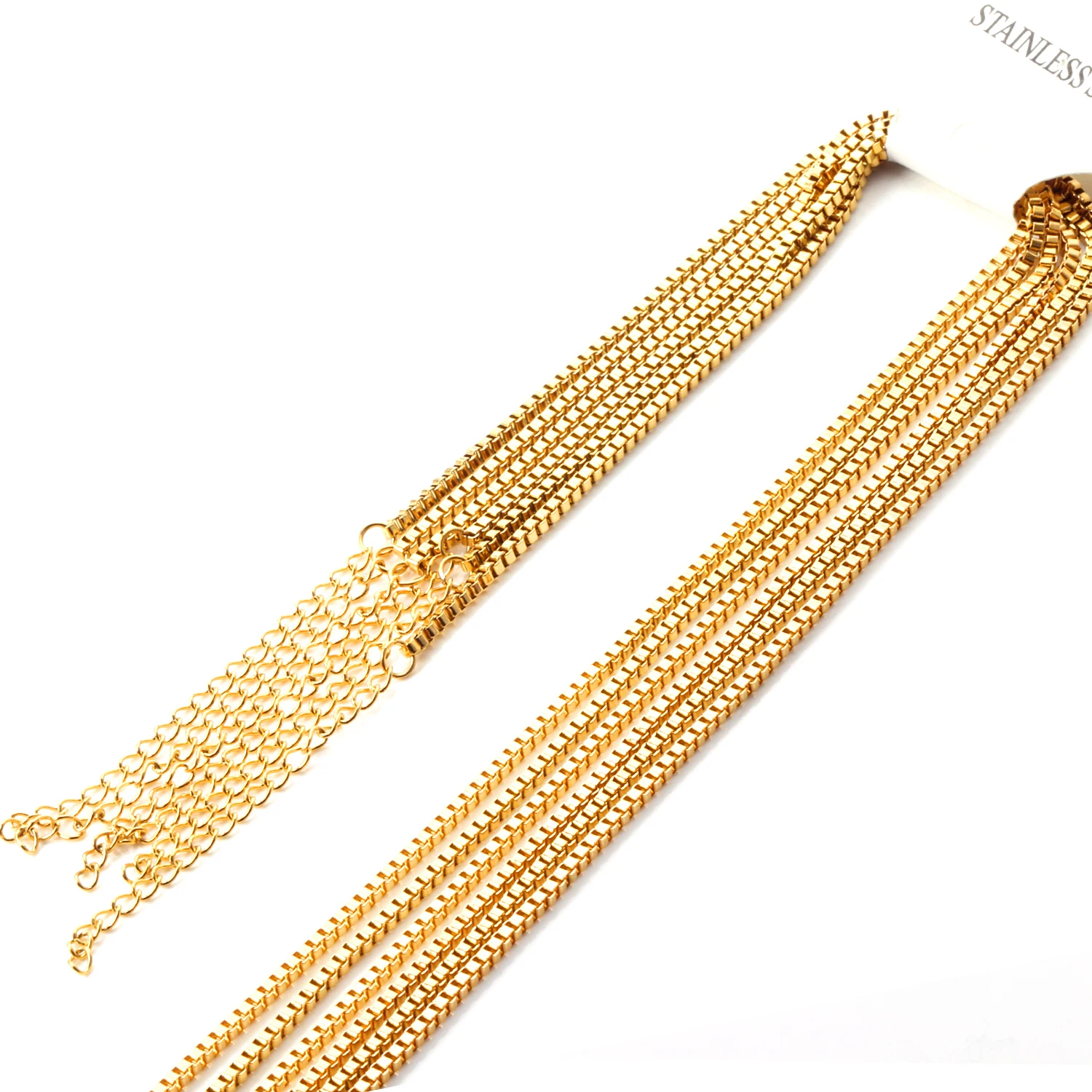 

LUXUKISSKIDS 10pcs/lot 2mm Width 45+5cm Gold/Steel Popcorn Chain Jewelry Rolo Link Necklace Chains For Women Men Jewelry DIY