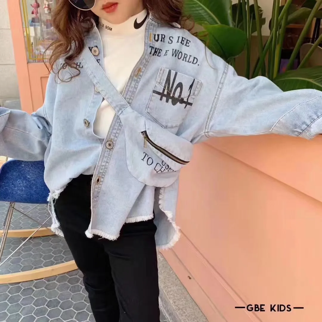 Детская одежда Новинка Весна 2020 Мужская и женская джинсовая рубашка в зарубежном