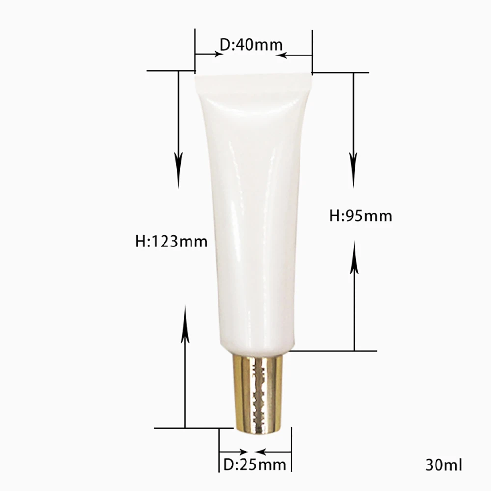 Hot Sale White 100pcs 30ml Soft Tube with Gold Lid, Hotel Cosmetic Tube